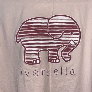 Ivory Ella Pale Pink Long Sleeve T-Shirt with striped elephant on back Size L